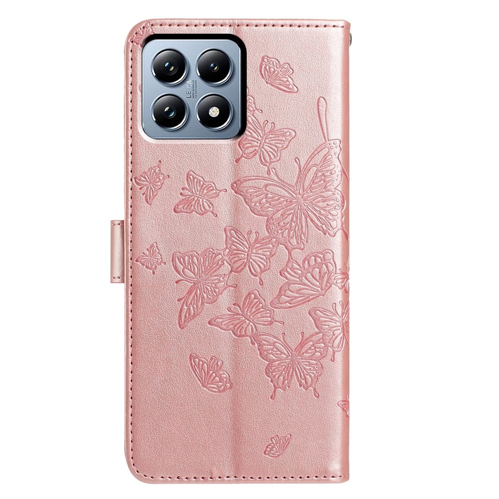 Floral Butterfly knižkové púzdro na Xiaomi 15T Pro - ružovozlaté