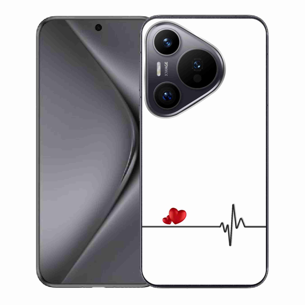 Gélový kryt mmCase na Huawei Pura 70 - srdce a tep biele pozadie