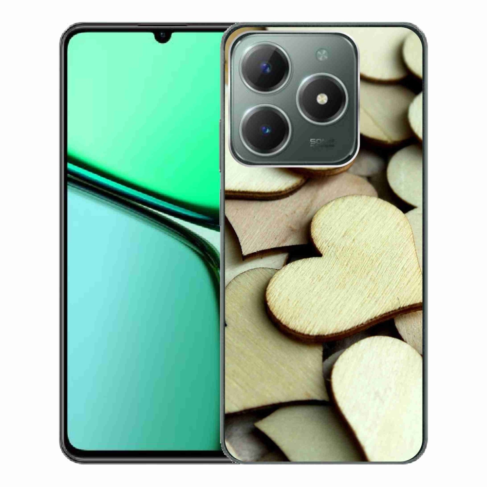 Gélový kryt mmCase na Realme C61 - drevené srdiečka
