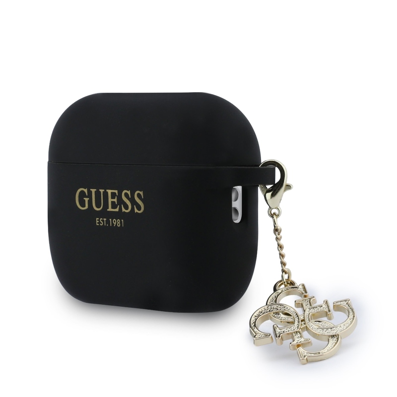 Guess 4G Charm Silikónové puzdro pre AirPods Pro 3 Black