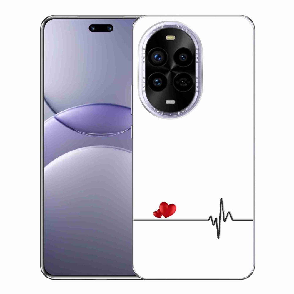 Gélový kryt mmCase na Huawei Nova 13 Pro 5G - srdce a tep biele pozadie