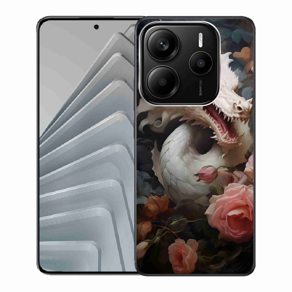 Gélový kryt mmCase na Xiaomi Redmi Note 14 5G - biely drak