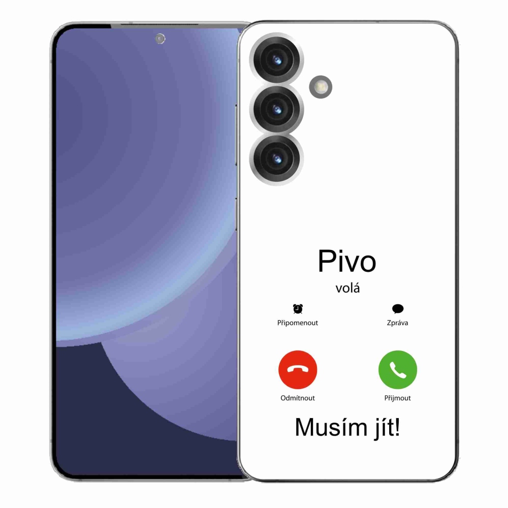 Gélový kryt mmCase na Samsung Galaxy S25+ - pivo volá biele pozadie