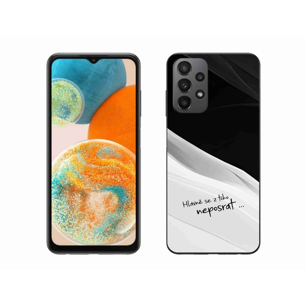 Gélový kryt mmCase na Samsung Galaxy A23 4G/5G - vtipný text 13 bieločierne pozadie