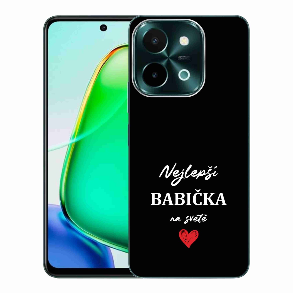 Gélový kryt mmCase na Vivo Y28 - najlepšia babička 1 čierne pozadie