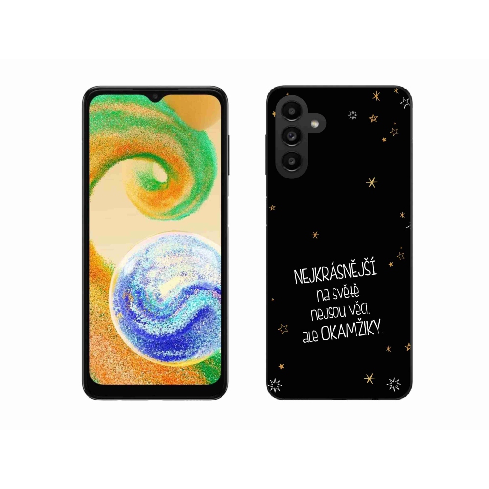 Gélový kryt mmCase na Samsung Galaxy A04s (164.7x76.7x9.1mm) - citát 4 čierne pozadie