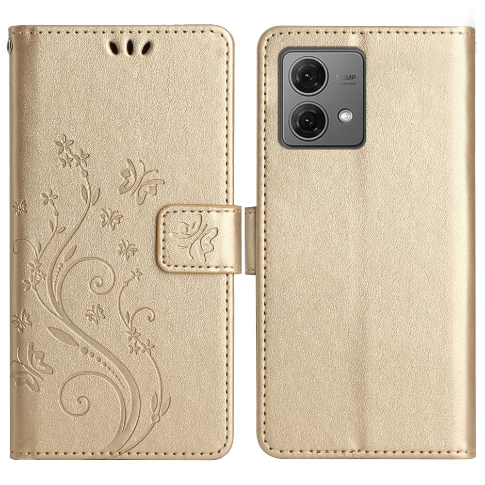Flowers knižkové púzdro na Motorola Moto G85 5G - zlaté