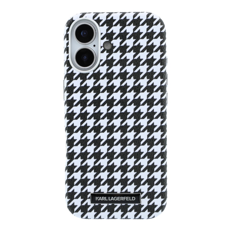 Karl Lagerfeld PU Houndstooth Resin Plate Zadný kryt MagSafe pre iPhone 17 Black