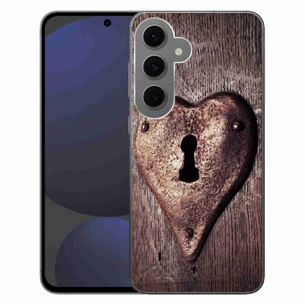 Gélový kryt mmCase na Samsung Galaxy S24 FE - zámok v tvare srdca