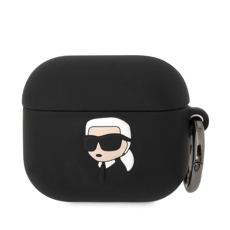 Karl Lagerfeld 3D Logo NFT Karl Head Silikónové Puzdro pre Airpods 3 Black