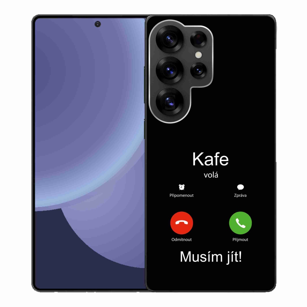 Gélový kryt mmCase na Samsung Galaxy S25 Ultra - kafe volá čierne pozadie
