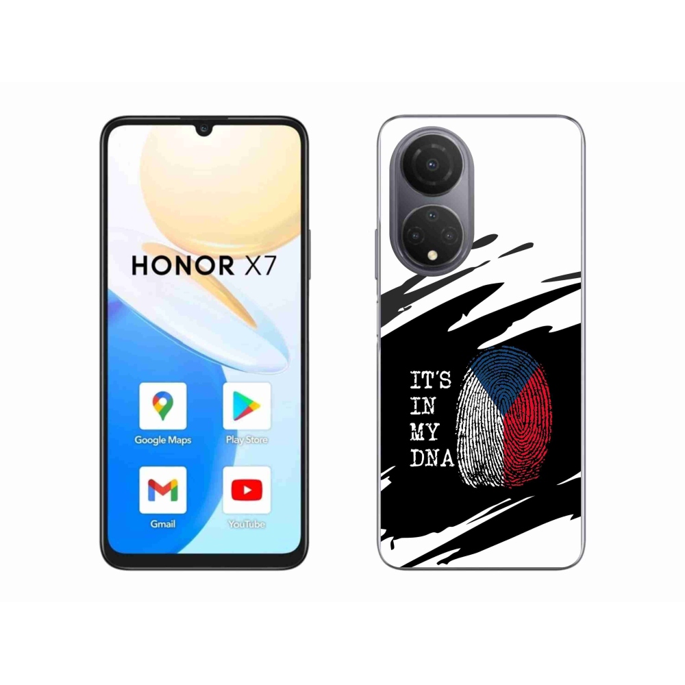 Gélový kryt mmCase na Honor X7 - vlajka odtlačok prsta čiernobiele pozadie