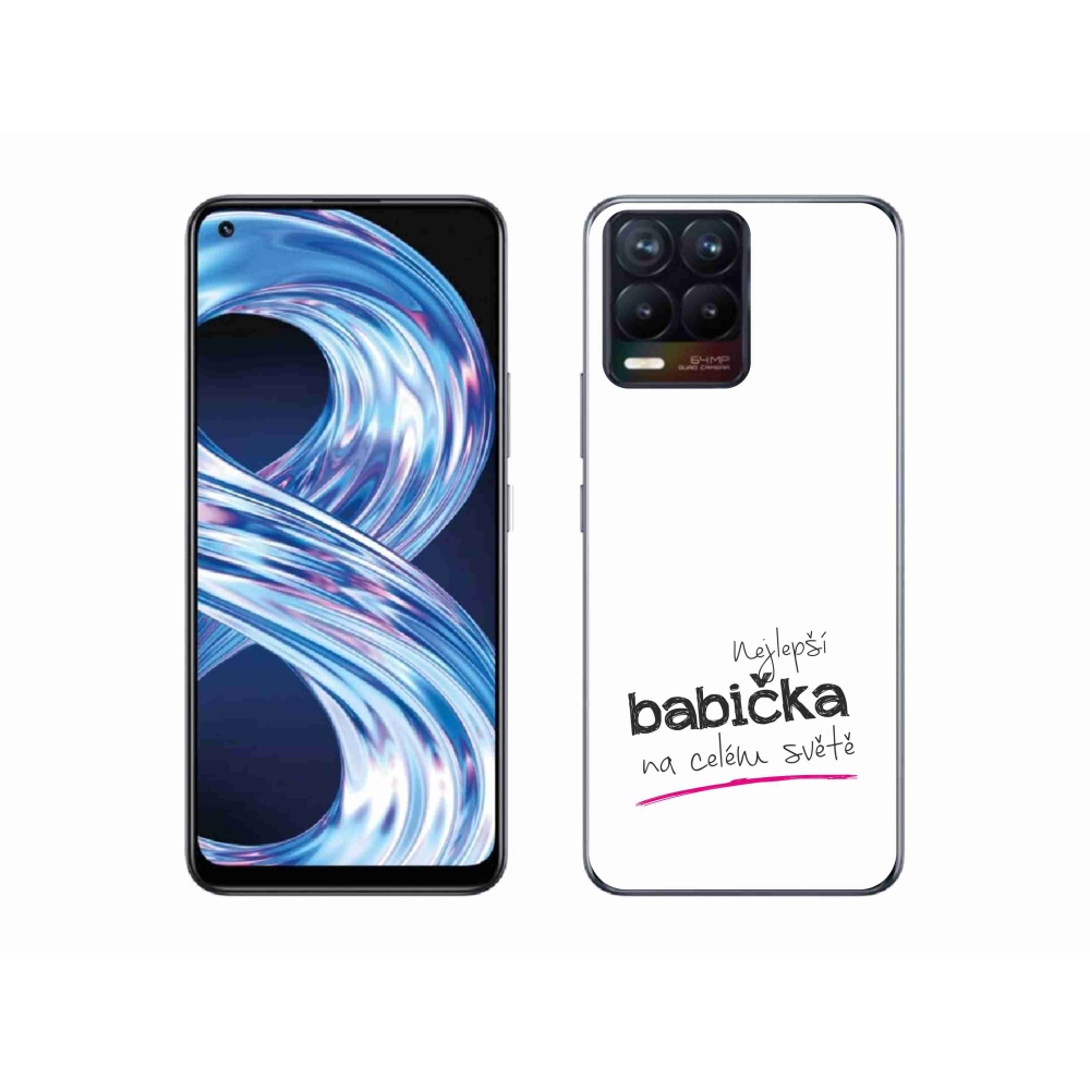 Gélový kryt mmCase na Realme 8 4G - najlepšia babička 4 biele pozadie