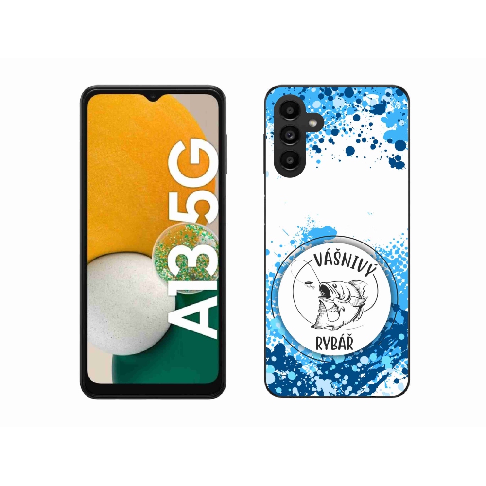 Gélový kryt mmCase na Samsung Galaxy A13 5G - vášnivý rybár biele pozadie