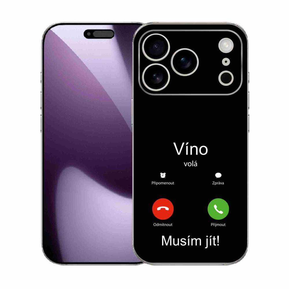 Gélový kryt mmCase na iPhone 17 Pro - víno volá čierne pozadie