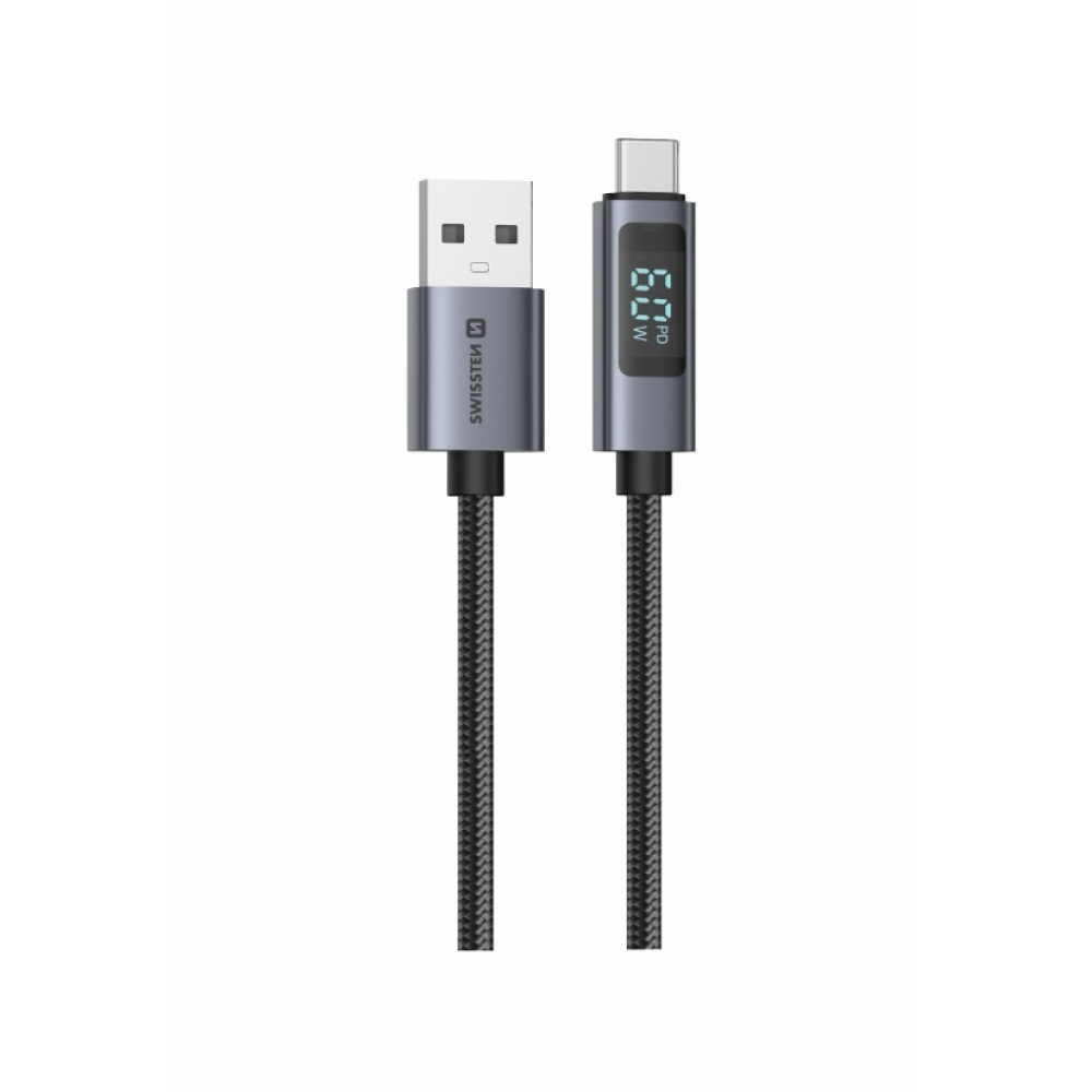 Swissten LCD kábel USB-A / USB-C 1m