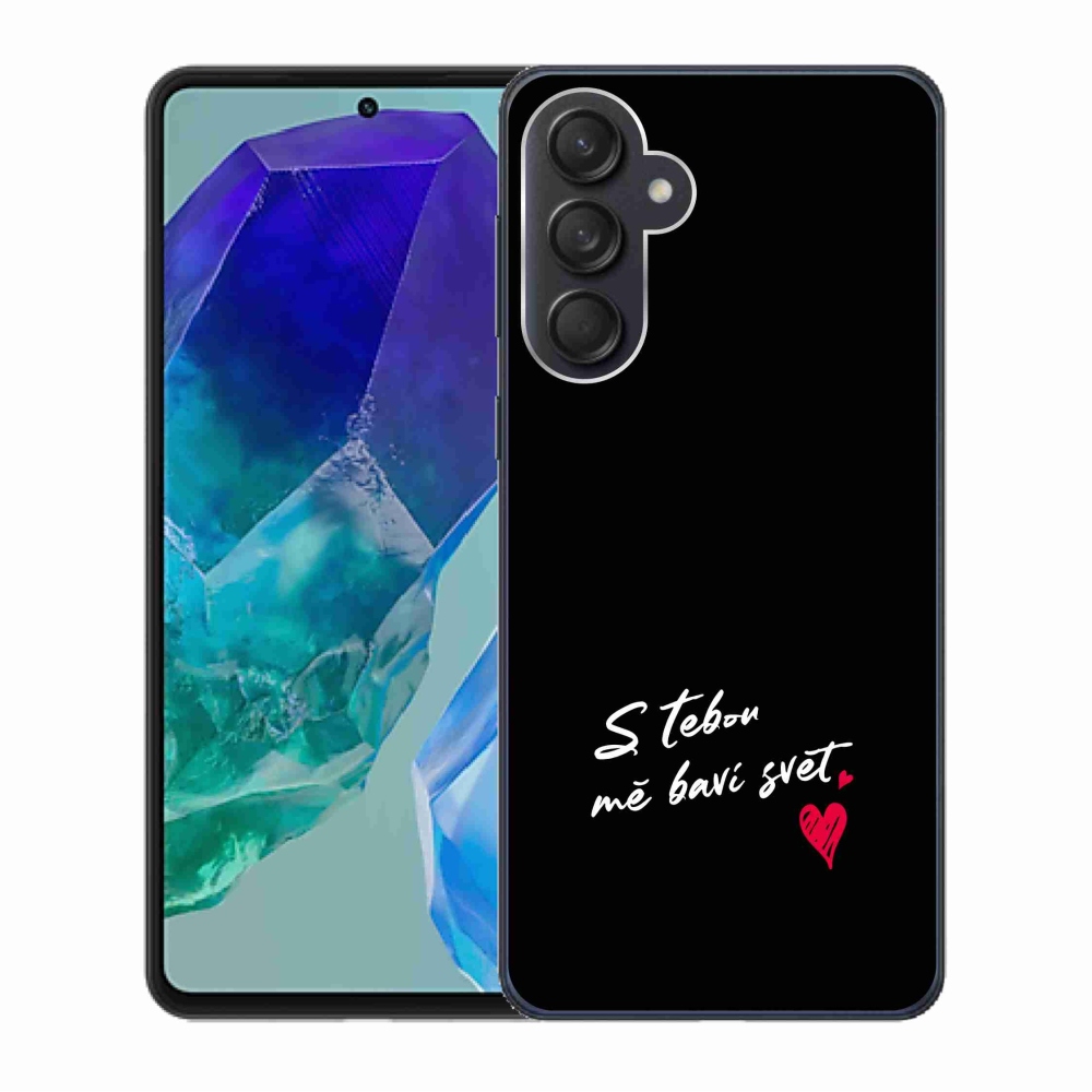 Gélový kryt mmCase na Samsung Galaxy M55 5G - zamilovaný text 1 čierne pozadie