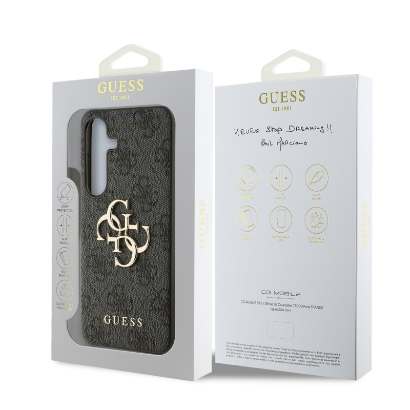 Guess PU 4G Metal Logo Zadný Kryt pre Samsung Galaxy S25 Grey