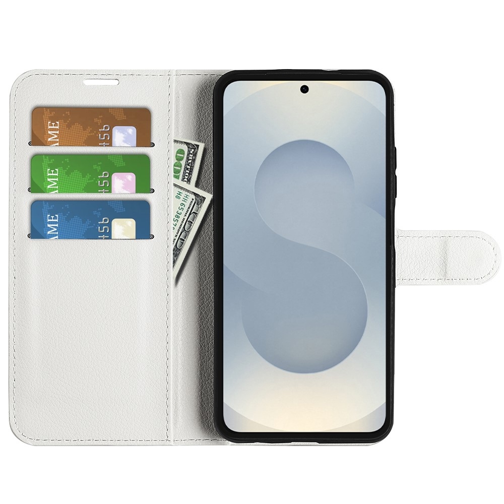 Litchi knižkové púzdro na Samsung Galaxy S25 Edge - biele
