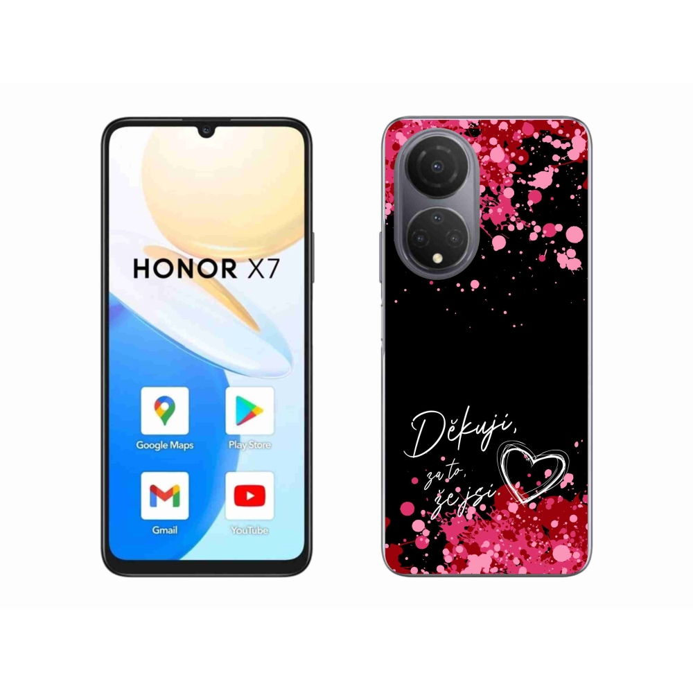 Gélový kryt mmCase na Honor X7 - zamilovaný text 2 čierne pozadie