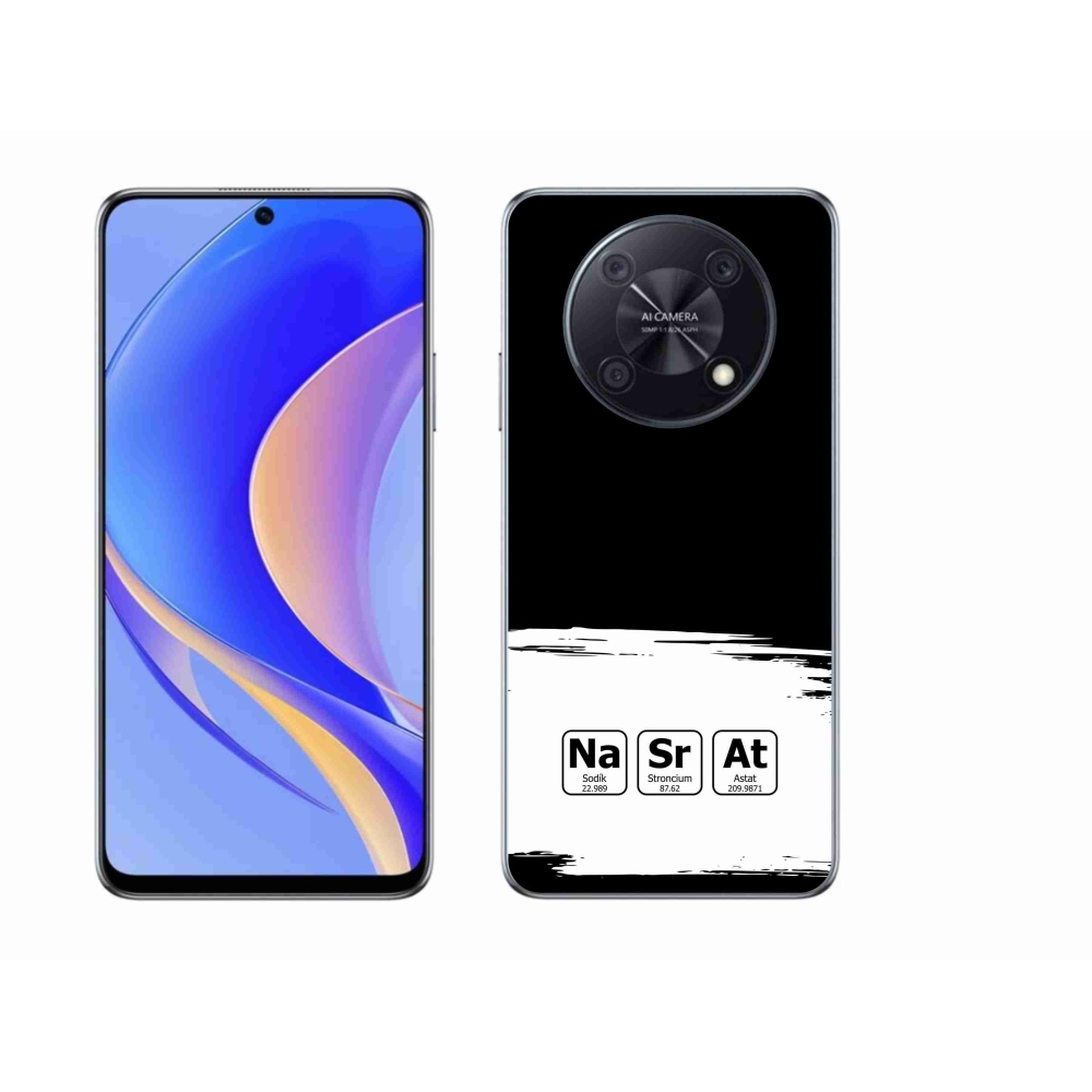 Gélový kryt mmCase na Huawei Nova Y90 - chemické prvky bieločierne pozadie