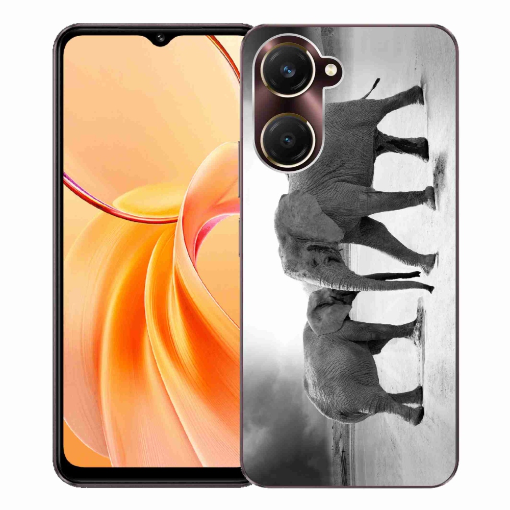 Gélový kryt mmCase na Vivo Y28s 5G - čiernobieli slony