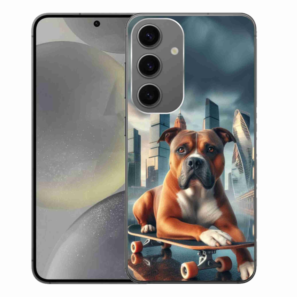 Gélový kryt mmCase na Samsung Galaxy S24+ - pes na skateboarde