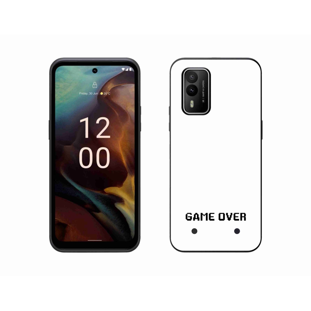 Gélový kryt mmCase na Nokia XR21 - game over biele pozadie