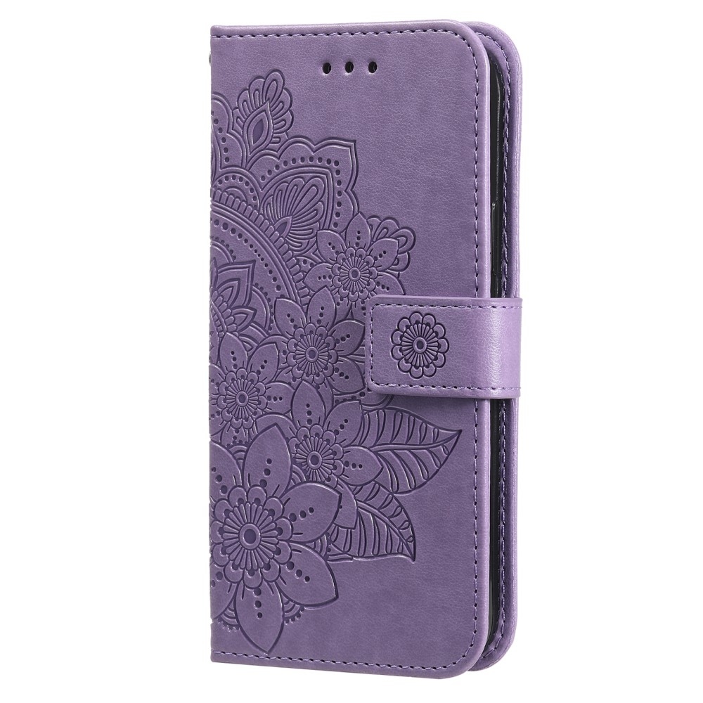 Floral knižkové púzdro na Samsung Galaxy S25+ - fialové