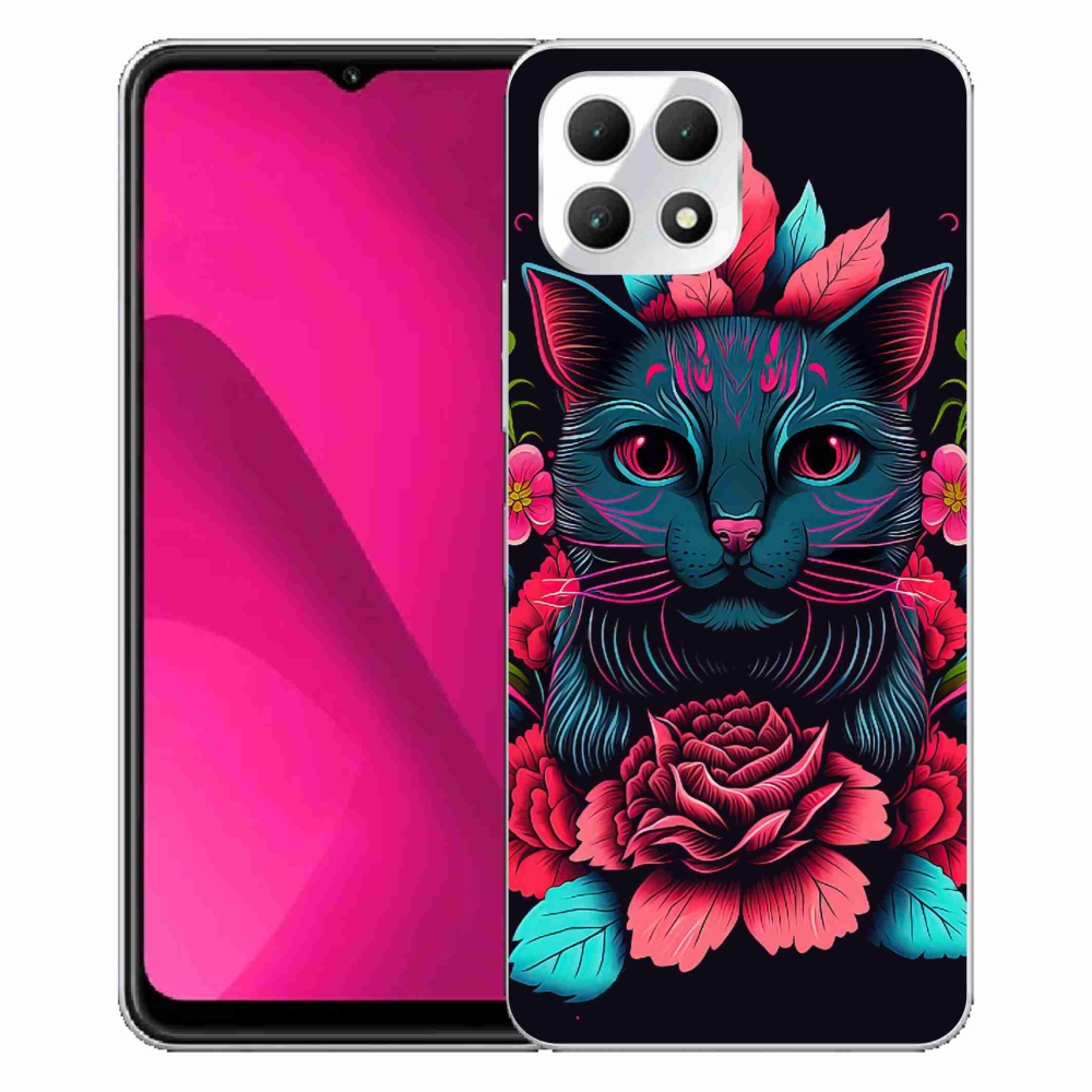 Gélový kryt mmCase na T-Mobile T Phone 2 - kvety a mačka