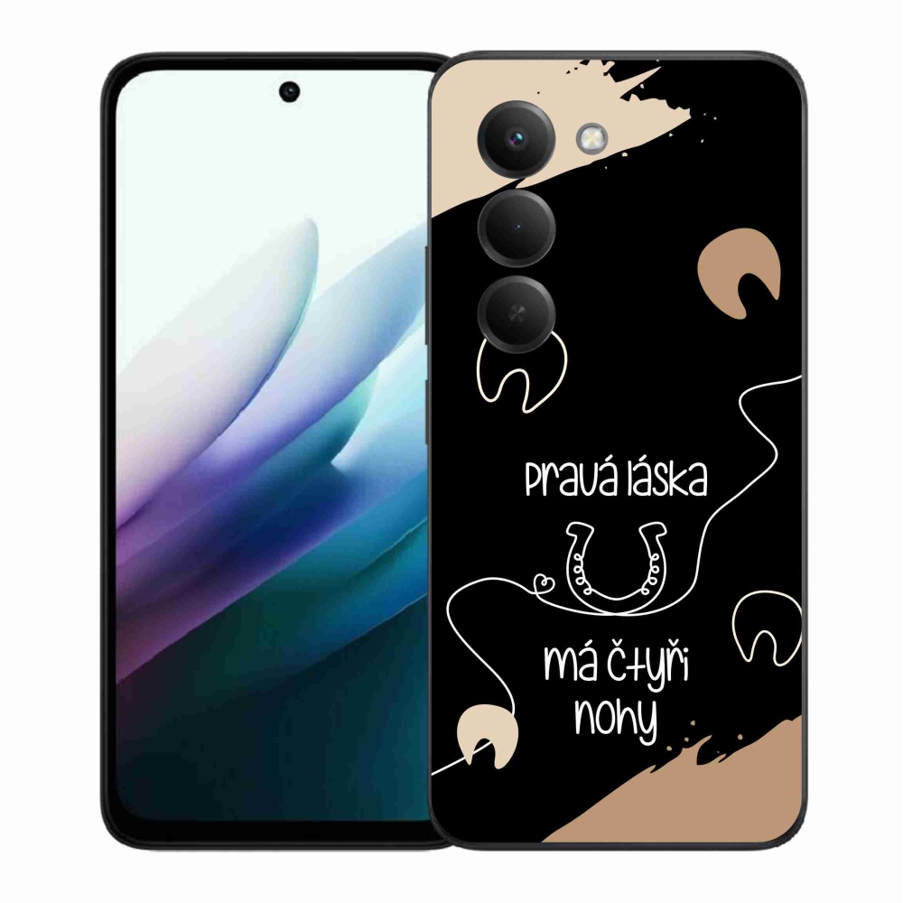 Gélový kryt mmCase na Xiaomi Redmi 15 4G/5G (171mm) - konský motív čierne pozadie