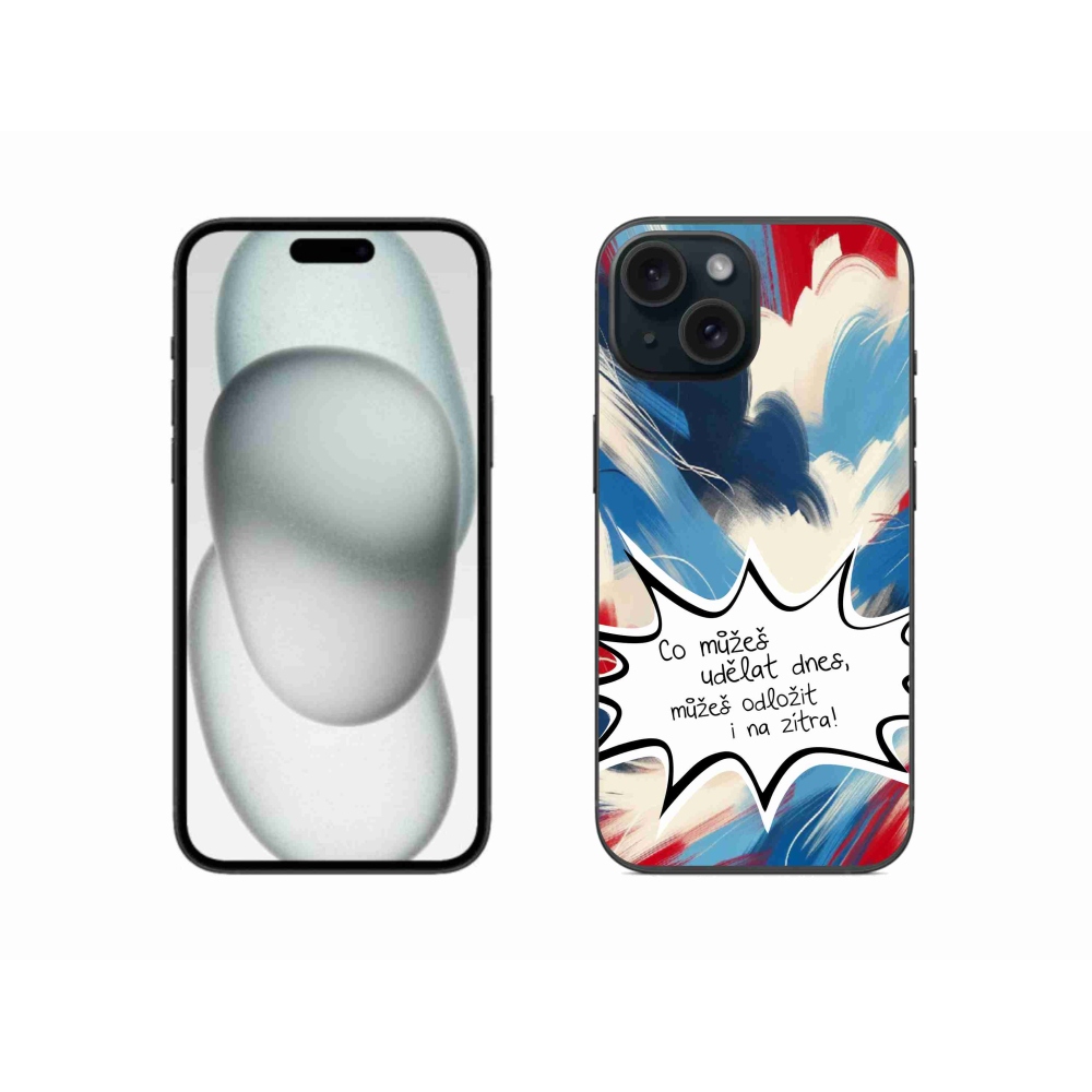 Gélový kryt mmCase na iPhone 15 - vtipný text 9 biele pozadie