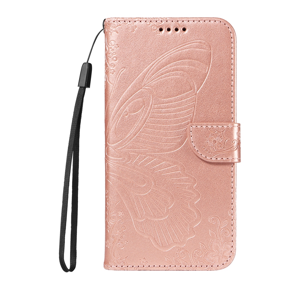 Floral Butterfly knižkové púzdro na iPhone 17 - ružovozlaté