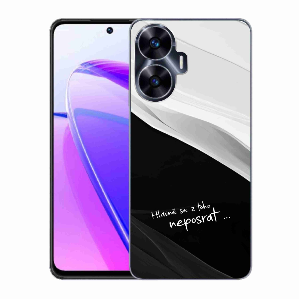 Gélový kryt mmCase na Realme C55 - vtipný text 13 čiernobiele pozadie
