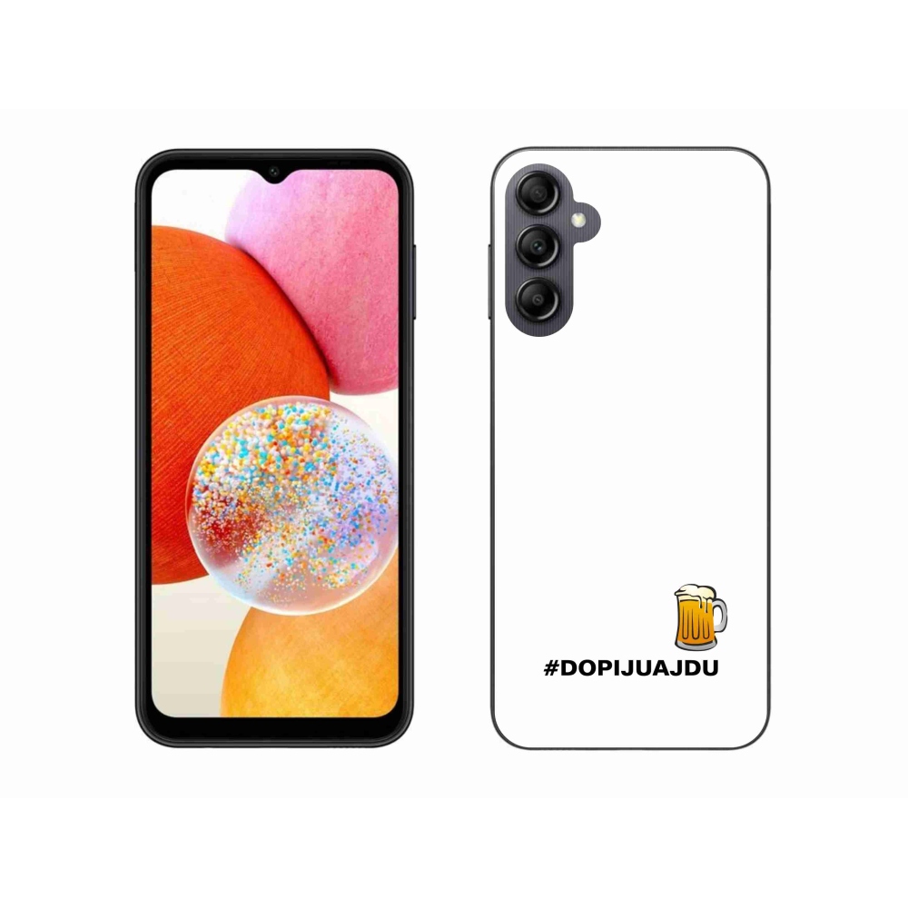 Gélový kryt mmCase na Samsung Galaxy A14 4G/5G - pivný motív 1 biele pozadie