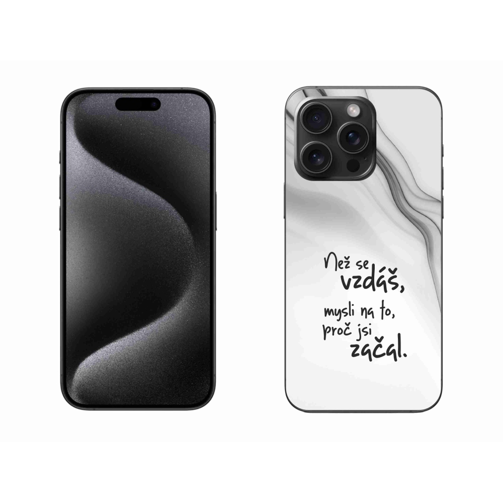 Gélový kryt mmCase na iPhone 15 Pro Max - citát 2 biele pozadie