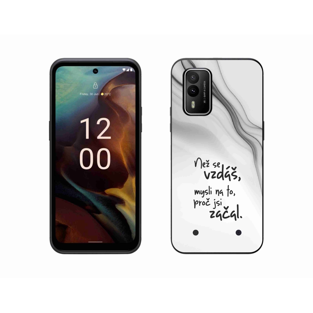 Gélový kryt mmCase na Nokia XR21 - citát 2 biele pozadie