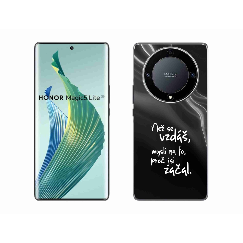 Gélový kryt mmCase na Honor Magic 5 Lite 5G - citát 2 čierne pozadie