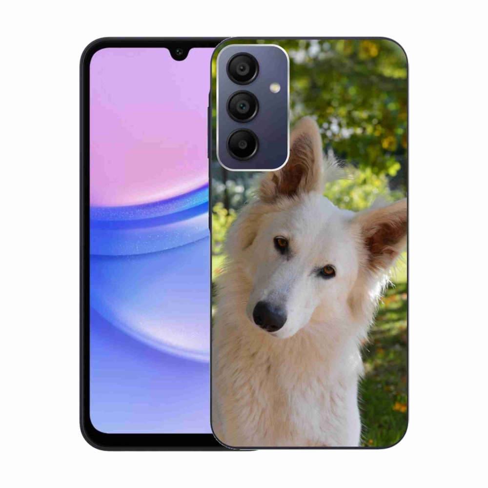 Gélový kryt mmCase na Samsung Galaxy A15 4G/5G - biely švajčiarsky ovčiak 1