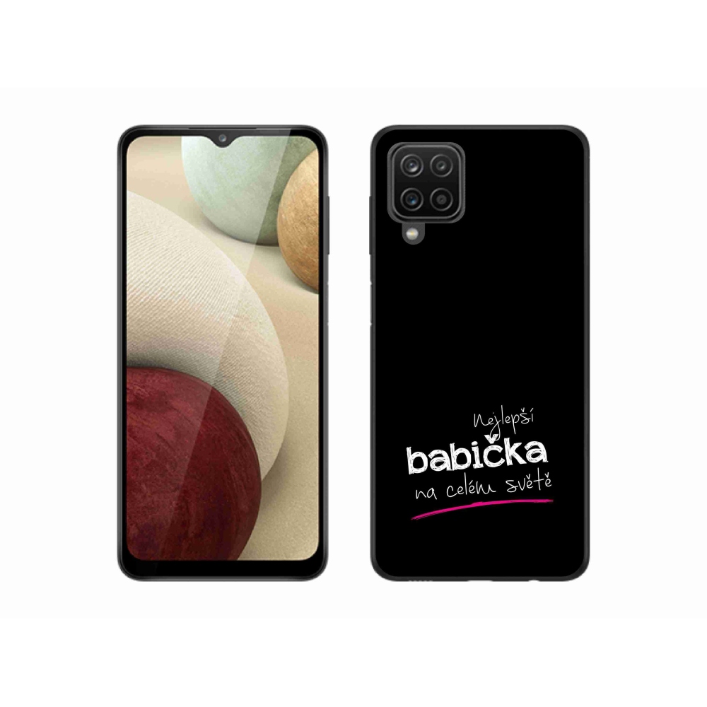 Gélový kryt mmCase na Samsung Galaxy A12 - najlepšia babička 4 čierne pozadie