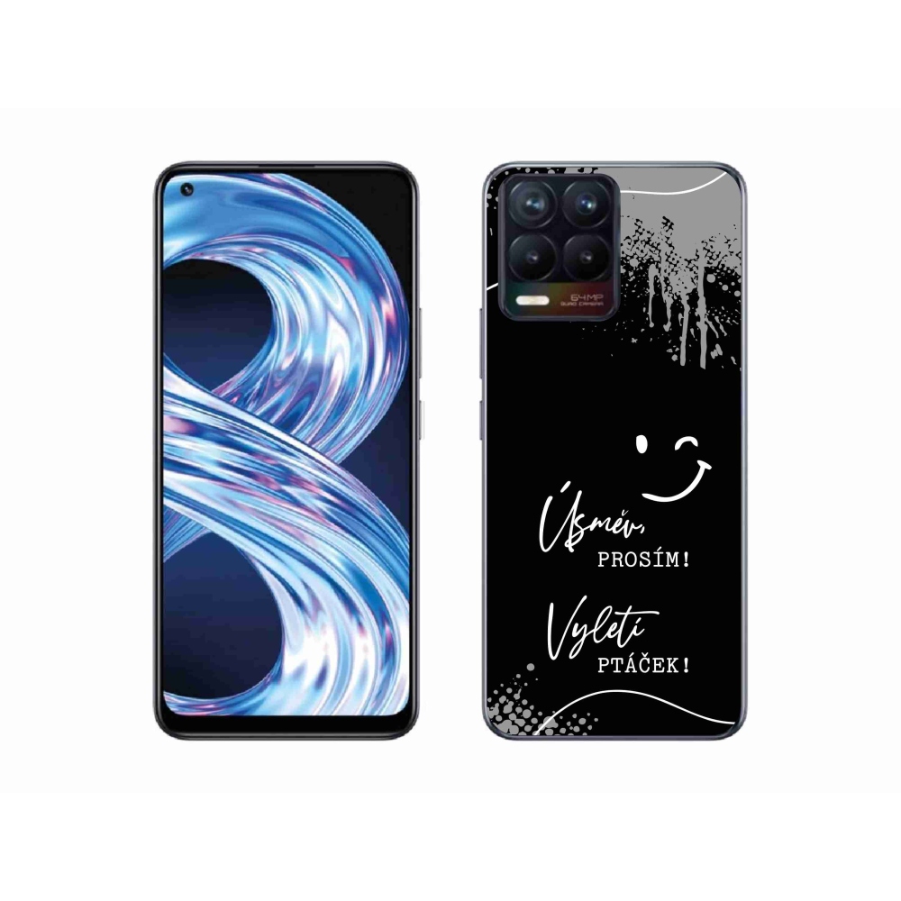 Gélový kryt mmCase na Realme 8 4G - vtipný text 4 čierne pozadie