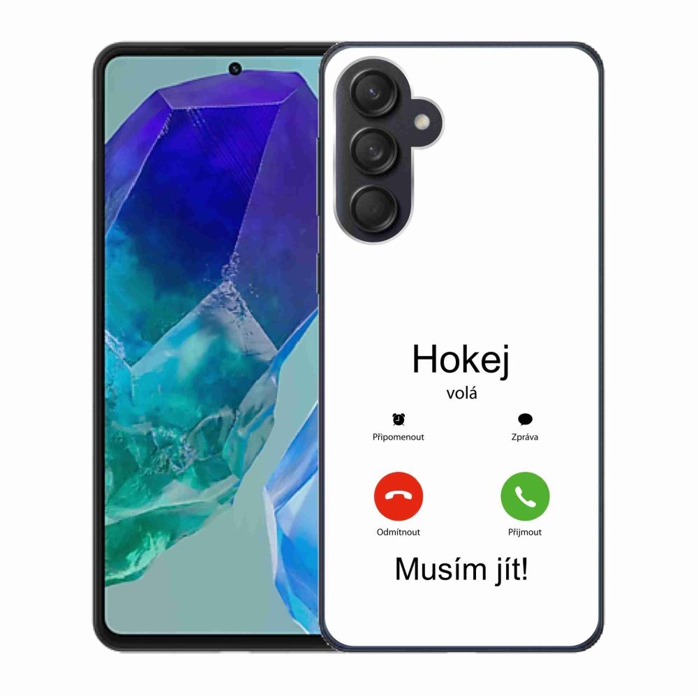 Gélový kryt mmCase na Samsung Galaxy M55 5G - hokej volá biele pozadie