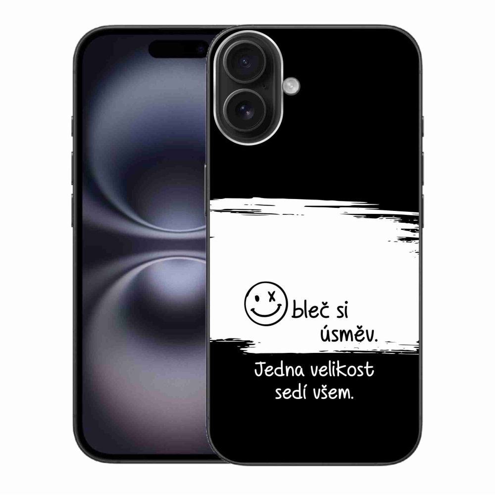 Gélový kryt mmCase na iPhone 16 Plus - vtipný text 8 bieločierne pozadie