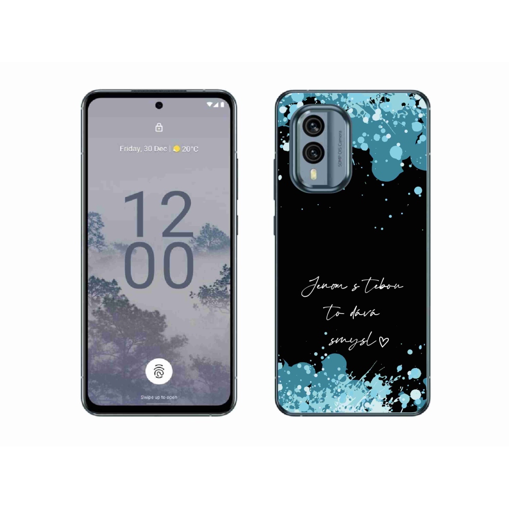 Gélový kryt mmCase na Nokia X30 5G - zamilovaný text čierne pozadie
