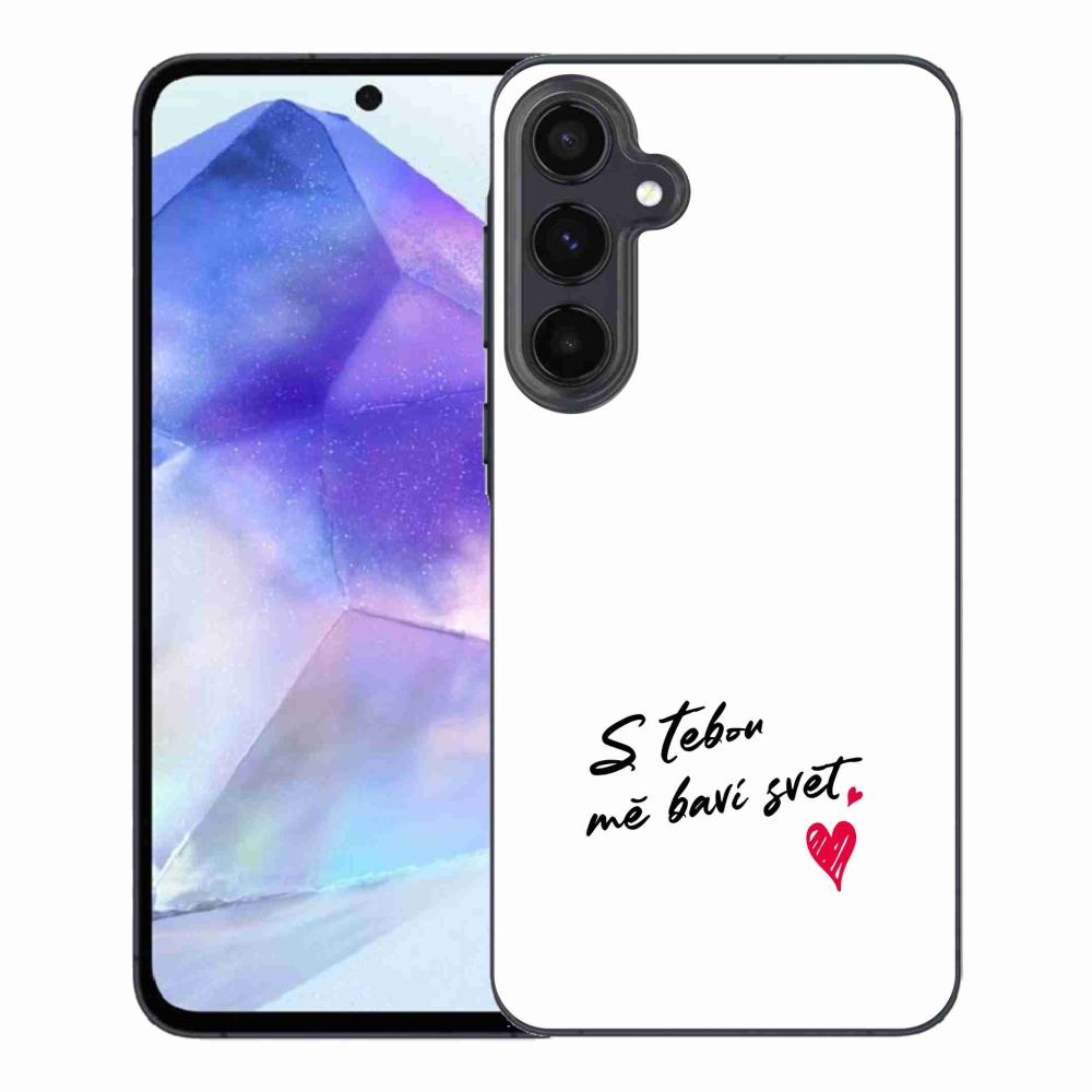 Gélový kryt mmCase na Samsung Galaxy A55 5G - zamilovaný text 1 biele pozadie