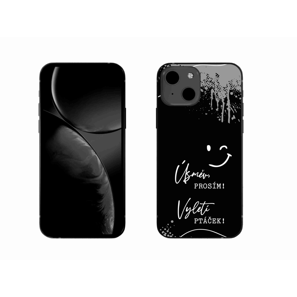 Gélový kryt mmCase na iPhone 13 6.1 - vtipný text 4 čierne pozadie