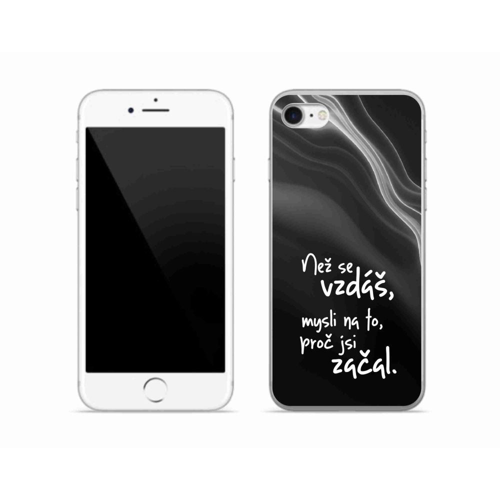 Gélový kryt mmCase na iPhone SE (2022) - citát 2 čierne pozadie