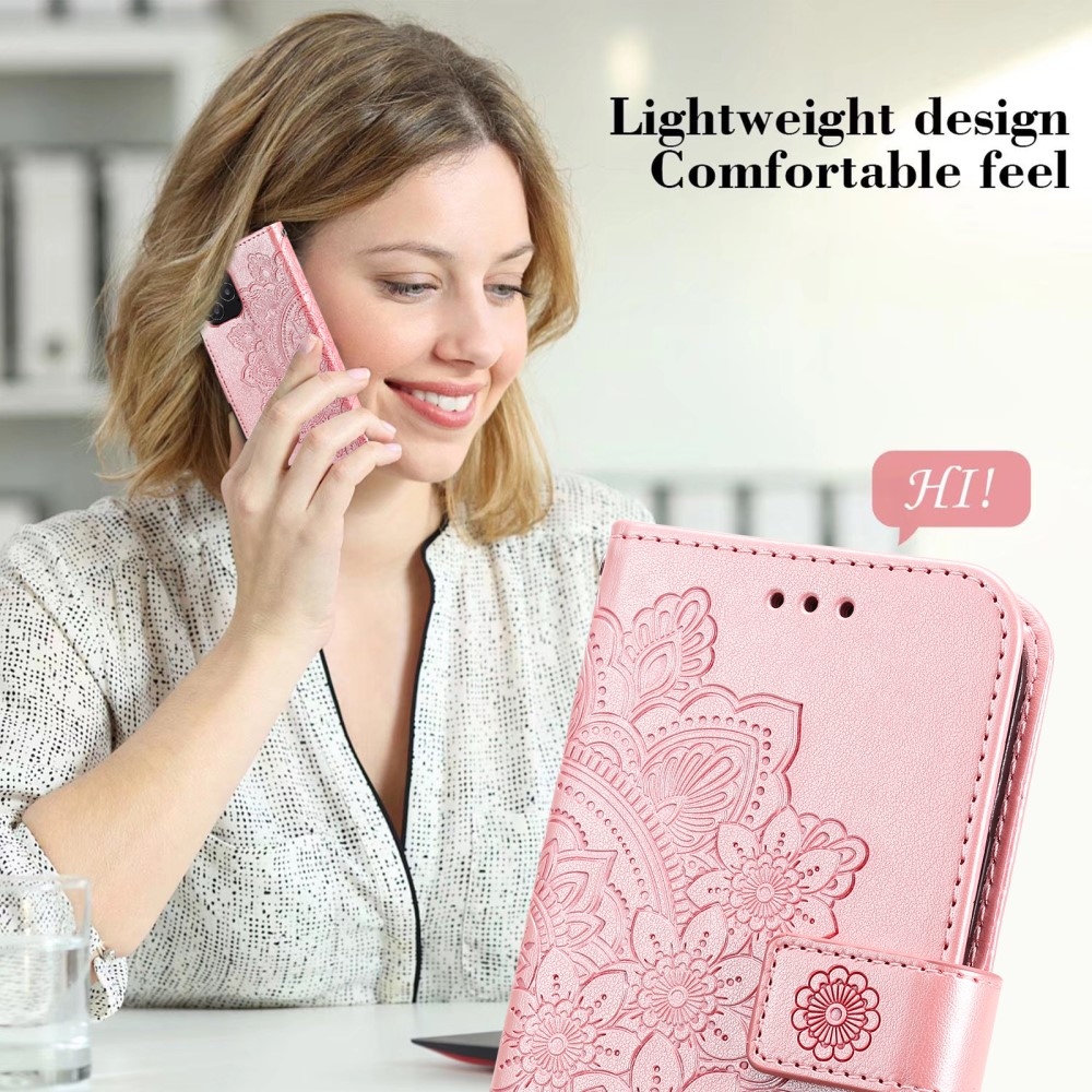Floral knižkové púzdro na Realme 14 5G - ružové