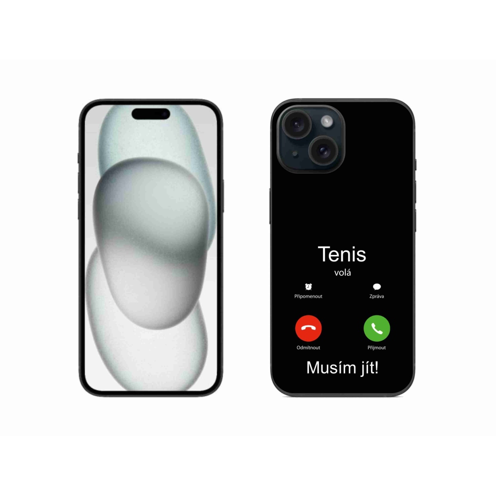 Gélový kryt mmCase na iPhone 15 - tenis volá čierne pozadie