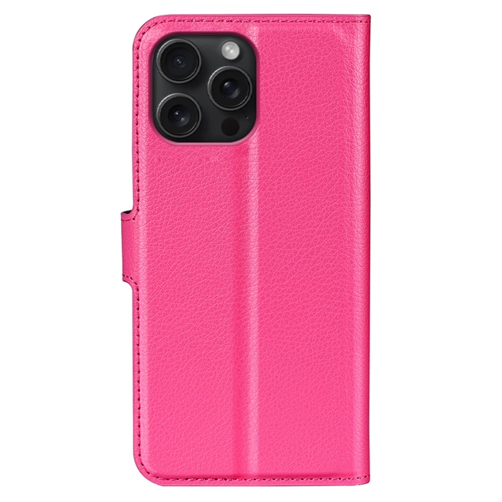 Litchi knižkové púzdro na iPhone 16 Pro - rose